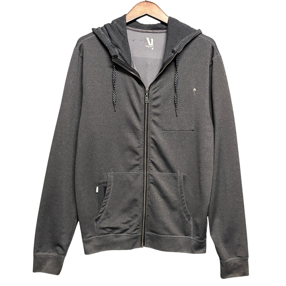 Vuori Gray Zip Hoodie Size M Stretch Knit Athleisure Sweatshirt